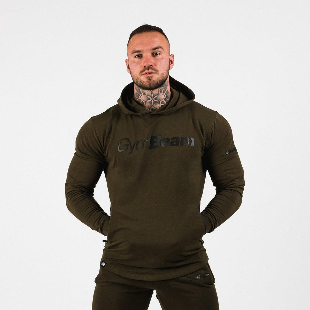 Bluza męska fitness z kapturem zielona Urban