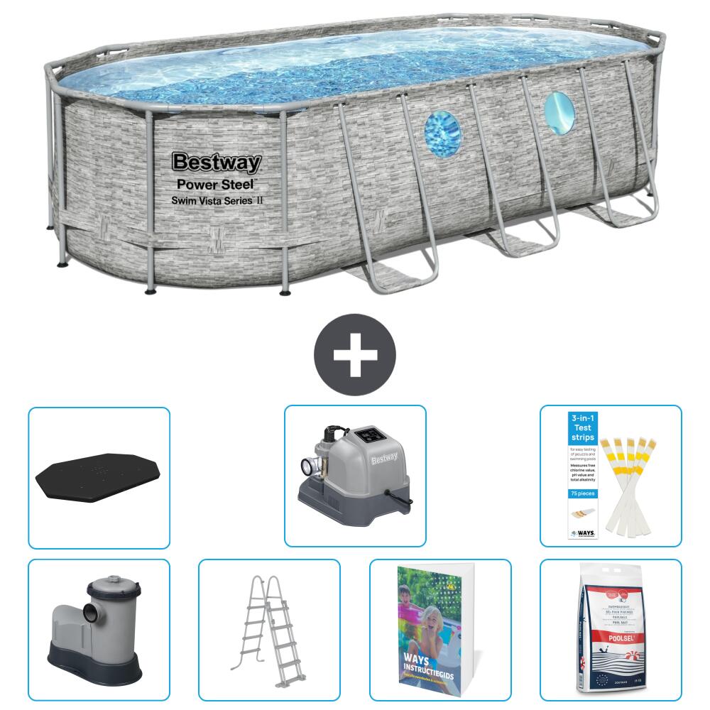 BESTWAY Basen Power Steel Owalny - 549x274x122 cm - 8-częściowy S649