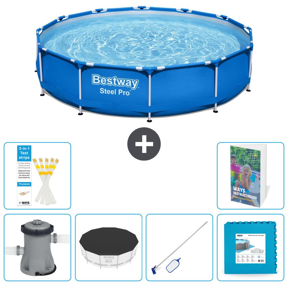 BESTWAY Basen Steel Pro Okrągły - 366x76 cm - 7-częściowy S191