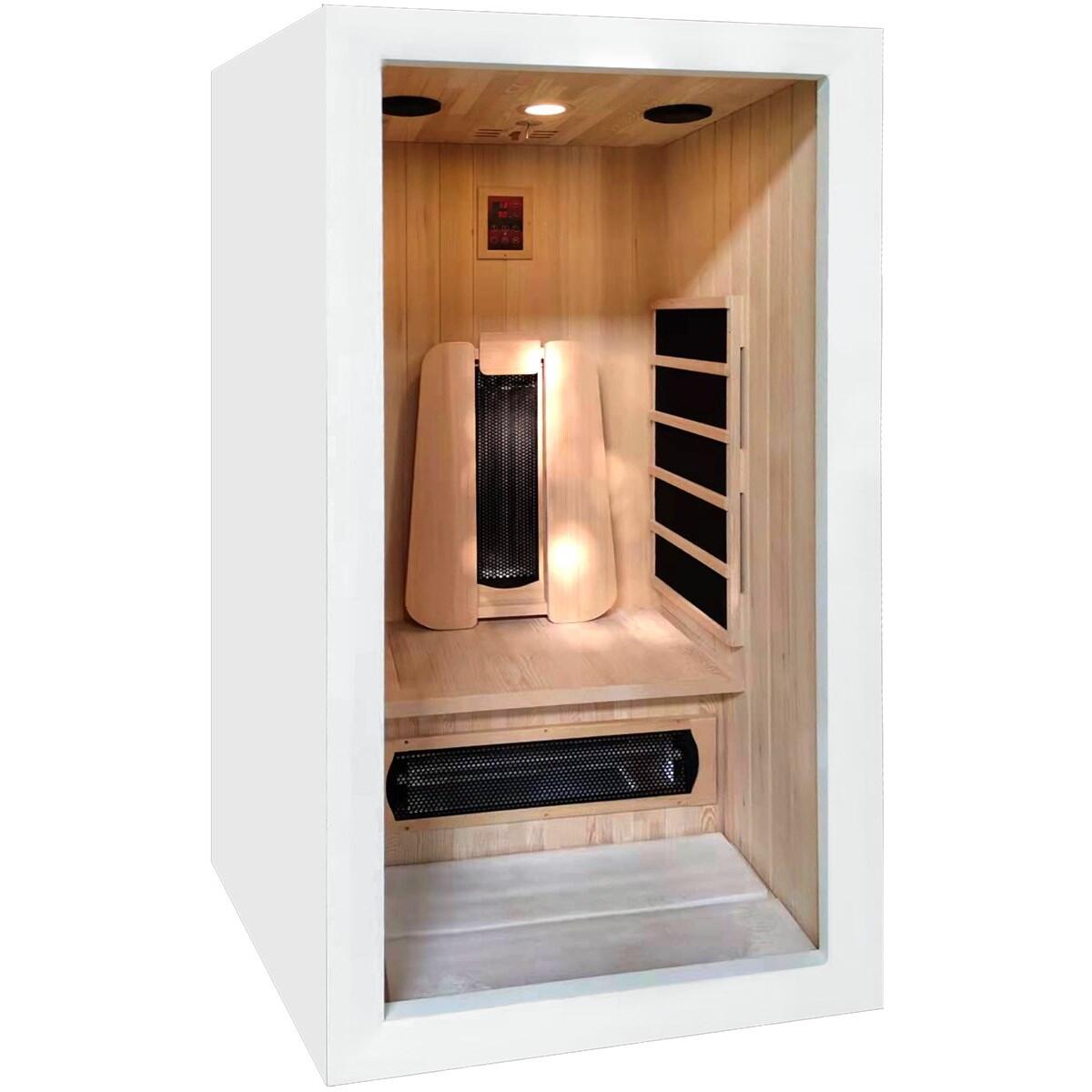 Sauna na podczerwień 1 os. Saulo, świerk, kompaktowa, kwarc, audio