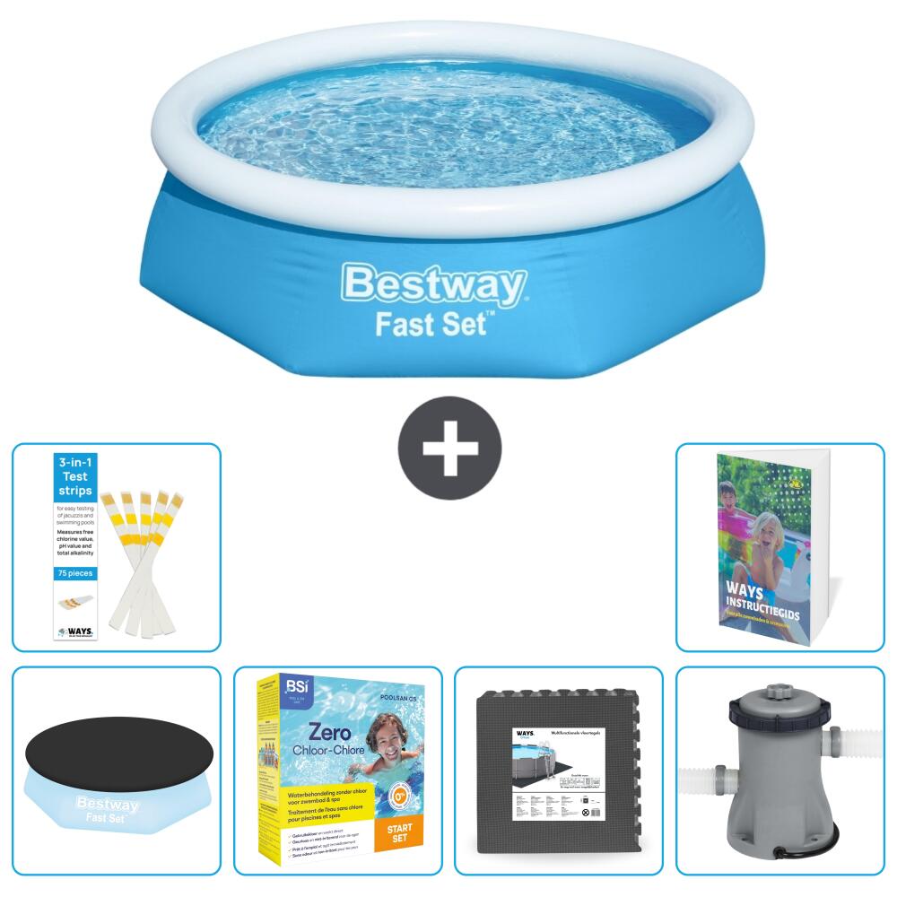 BESTWAY Basen Fast Set Okrągły - 244x61 cm - 7-częściowy S85