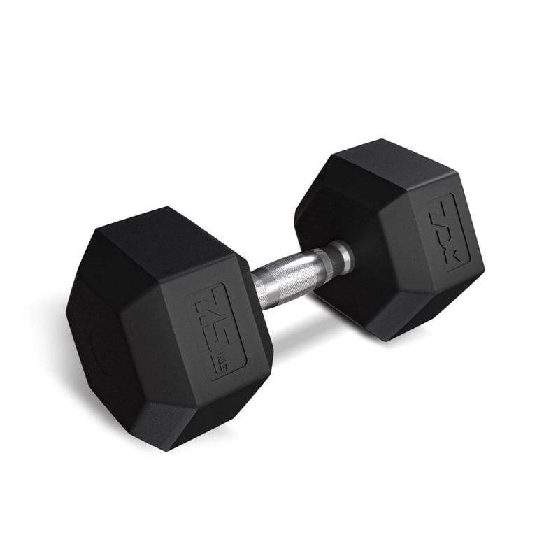 Hantel stalowy gumowany do ćwiczeń siłowych Trex Sport 1x7,5kg ryflowany uchwyt