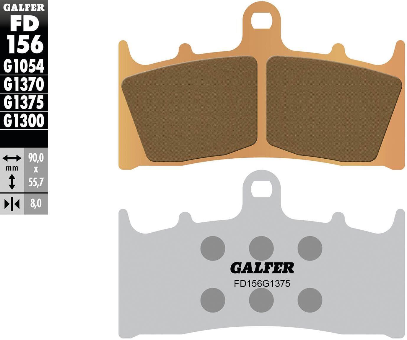 GALFER FD156 klocki hamulcowe spiekane do tarcz 90,0×55,7×8,0 mm