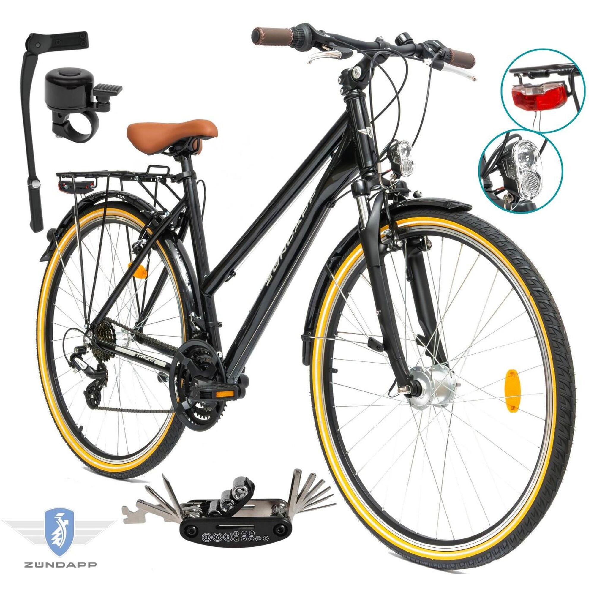 Rower Damski Trekkingowy 28 Aluminium SHIMANO Amortyzacja Światła Bagażnik