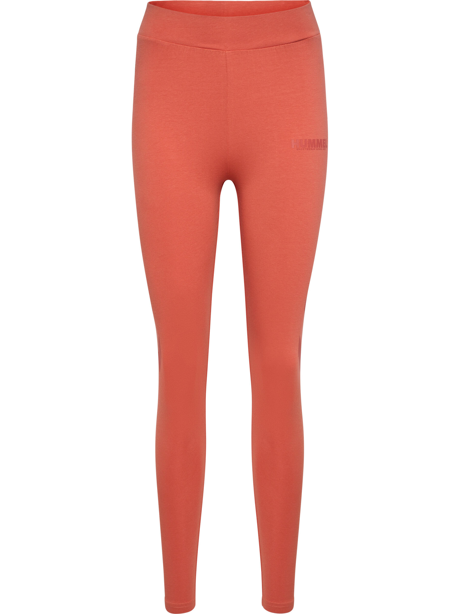 Legginsy damskie Hummel - wysoki stan, długie, jasnobrązowe.