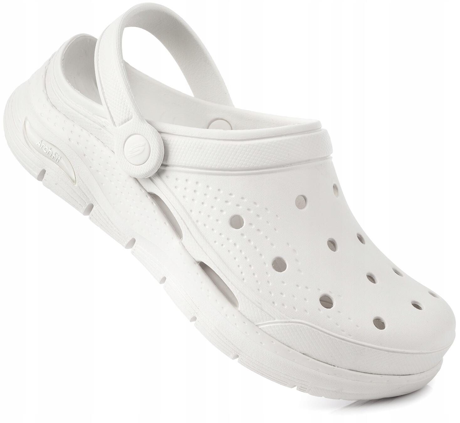 Damskie chodaki sandały białe SKECHERS ARCH-FIT