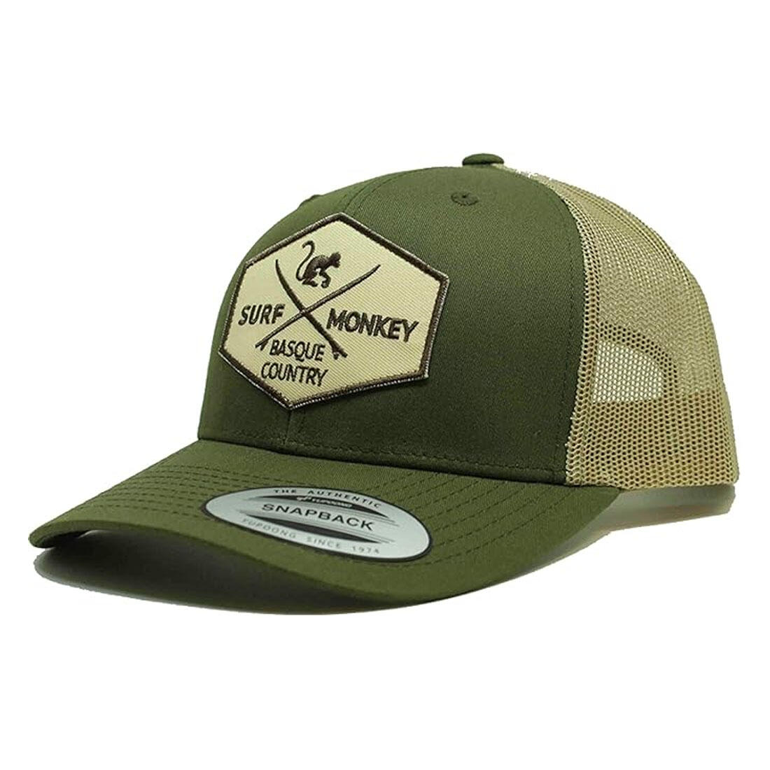 Czapka Trucker Surf Monkey / 6 paneli / Rozmiar uniwersalny (Zielony/Beżowy)