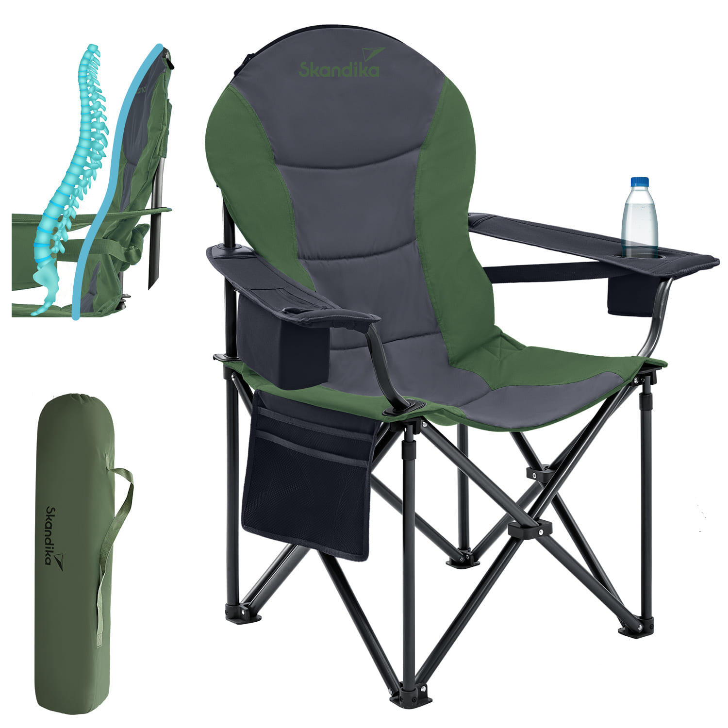 Fotel kempingowy składany Relax Comfort, do 160 kg, ze schowkiem termicznym