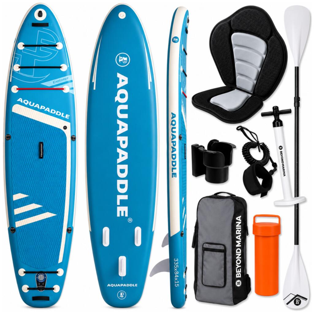 Deska SUP z siedziskiem AquaPaddle 335x84x15 cm wiosło pompka zestaw plecak