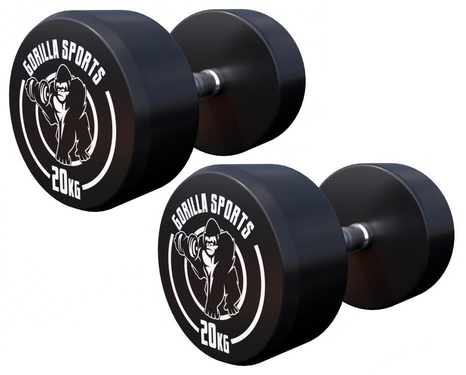 Zestaw hantli treningowych Gorilla Sports gumowane stałe 2x20 kg