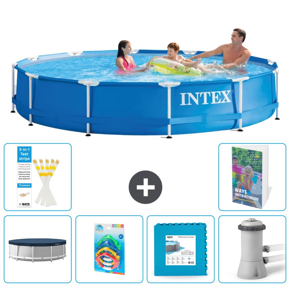 INTEX Basen ze stelażem Okrągły - 366x76 cm - 7-częściowy S48