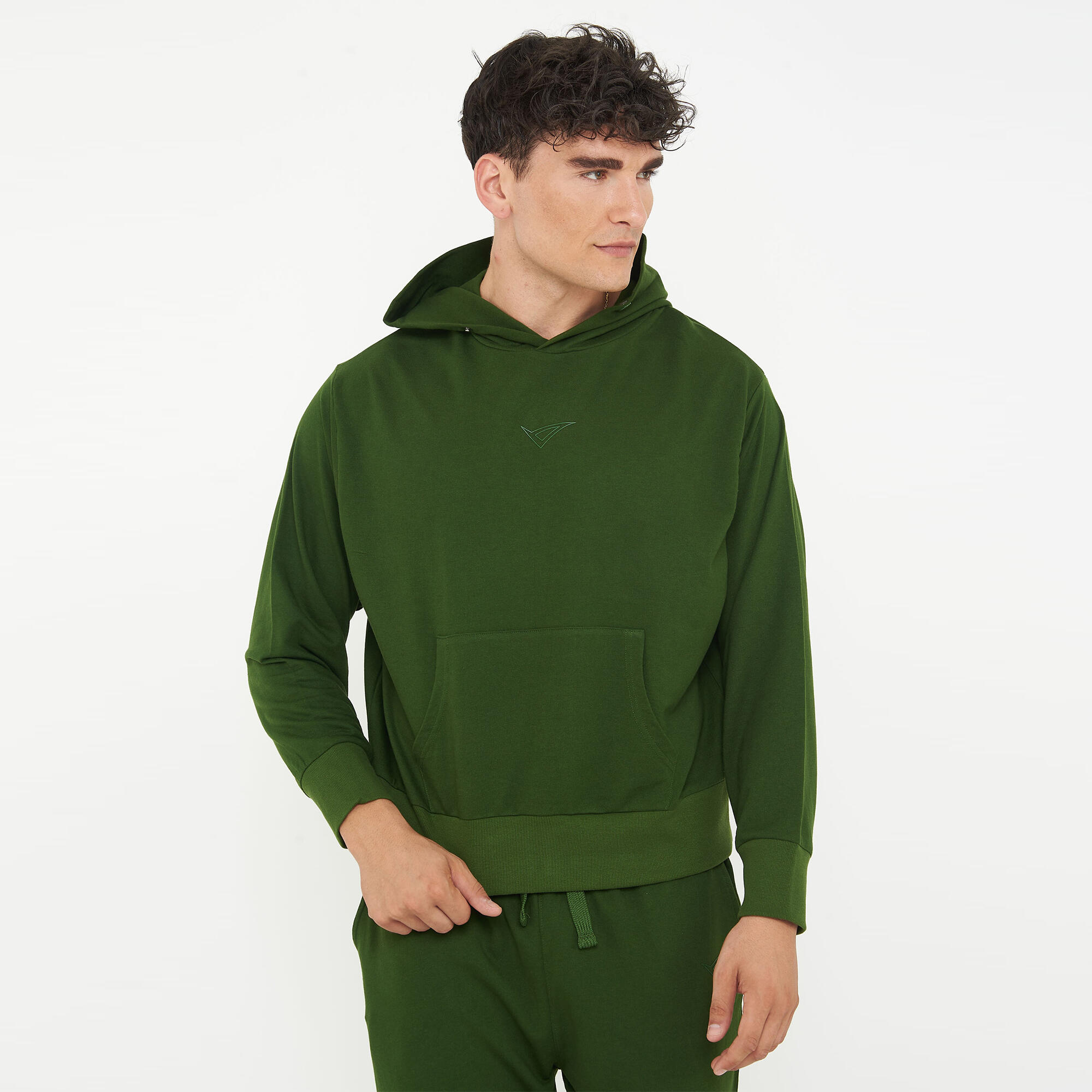 Unisex bluza z kapturem F BOXY ciemnozielona