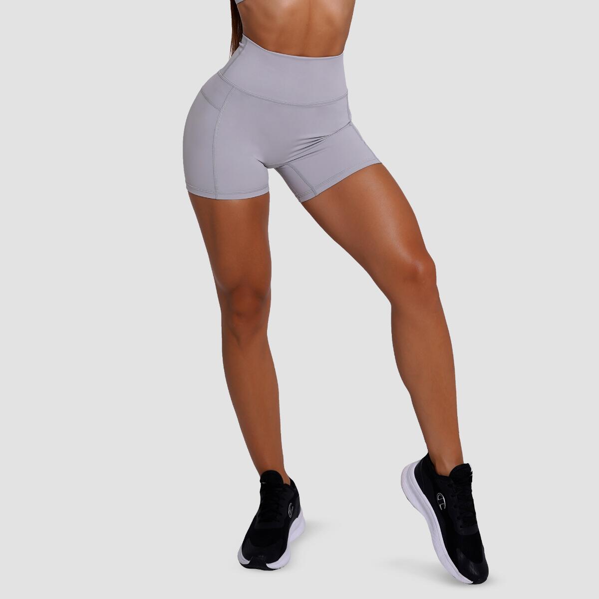 Szorty damskie fitness slim z wysoką talią szare FIT