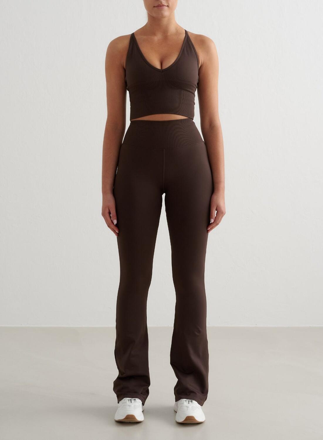 Damskie legginsy bezszwowe rozszerzane, squat proof Shape Seamless czekoladowe