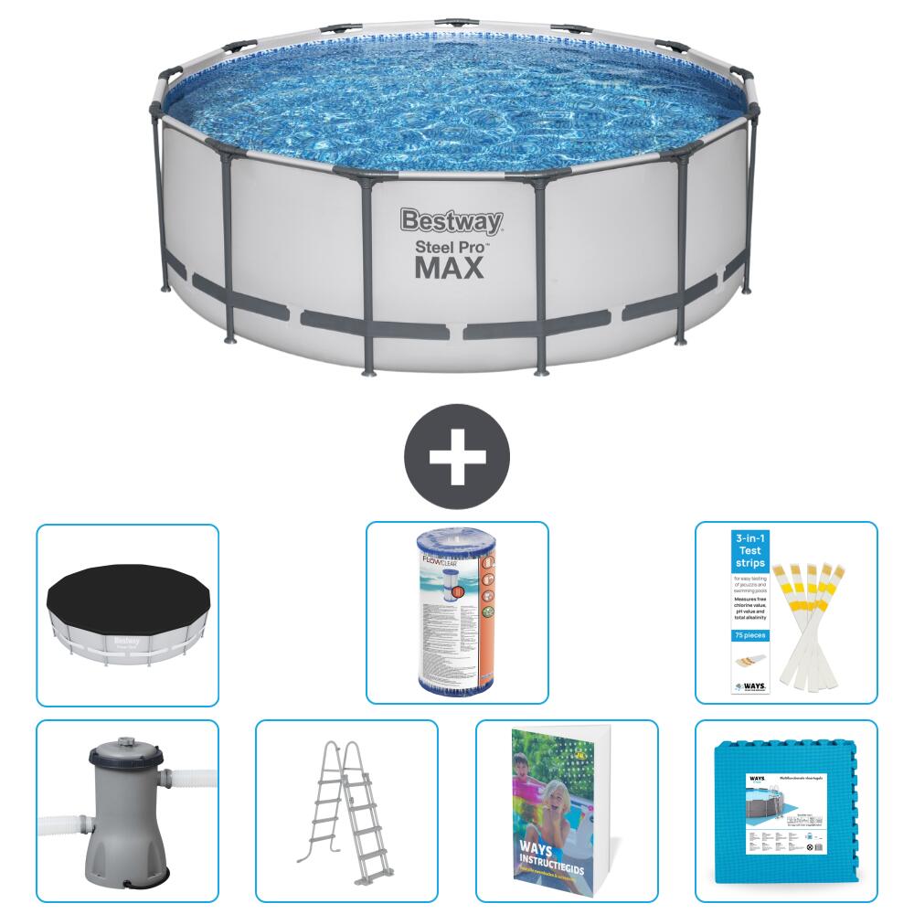 BESTWAY Basen Steel Pro MAX Okrągły - 427x84 cm - 8-częściowy S602