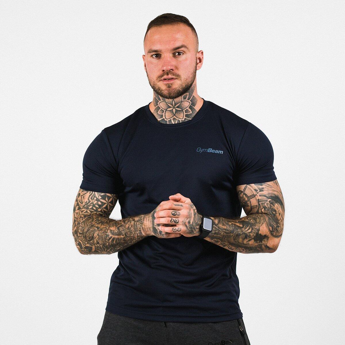 Koszulka męska fitness krótki rękaw granatowa TRN