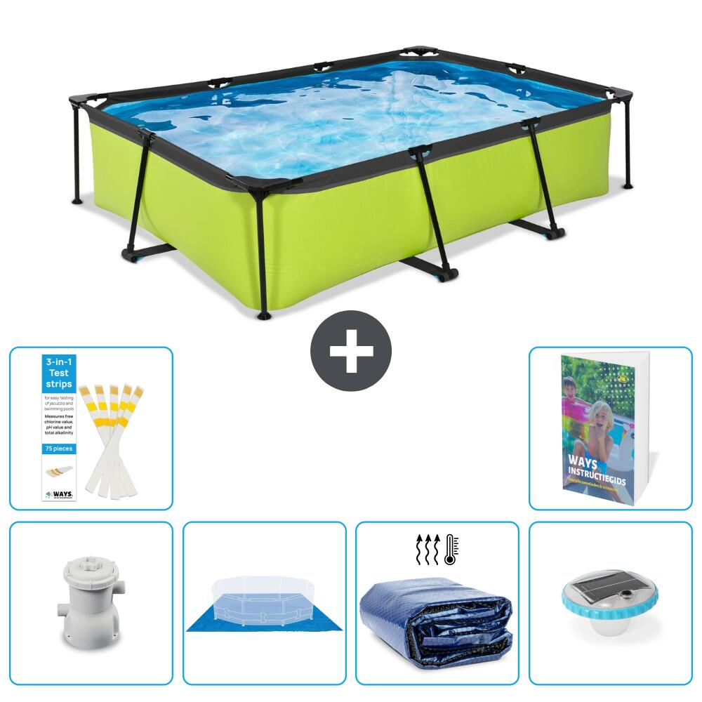 EXIT TOYS Basen Prostokątny - 300x200x65 cm - 7-częściowy S272