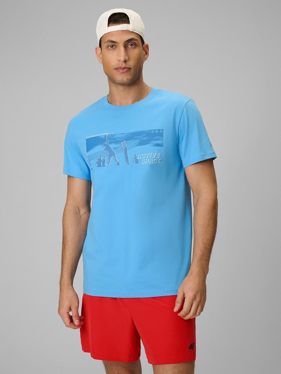 T-shirt reagular z nadrukiem męski 4F 4FWSS26TTSHM3035
