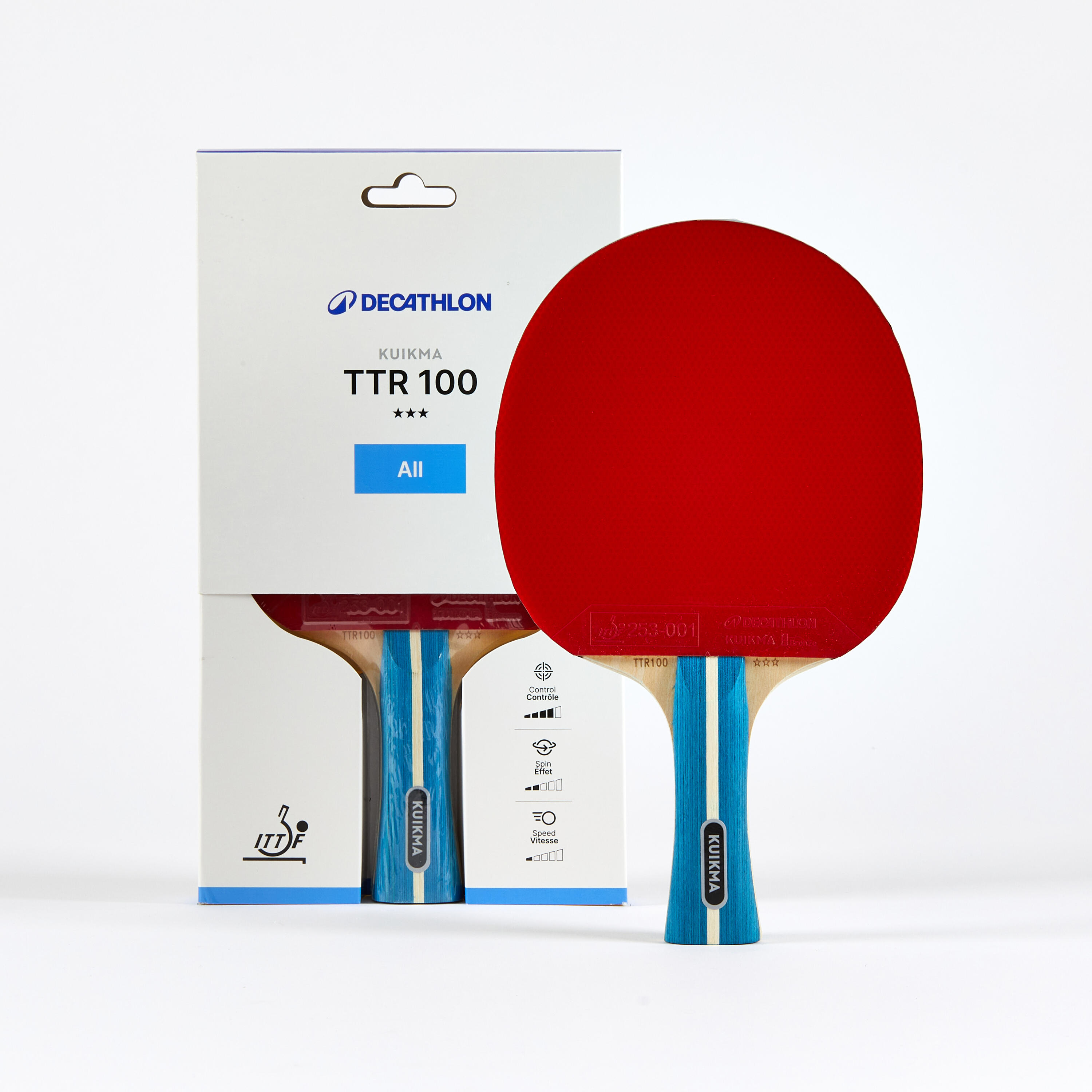 Rakietka do tenisa stołowego Pongori TTR 100 3* wszechstronna ITTF