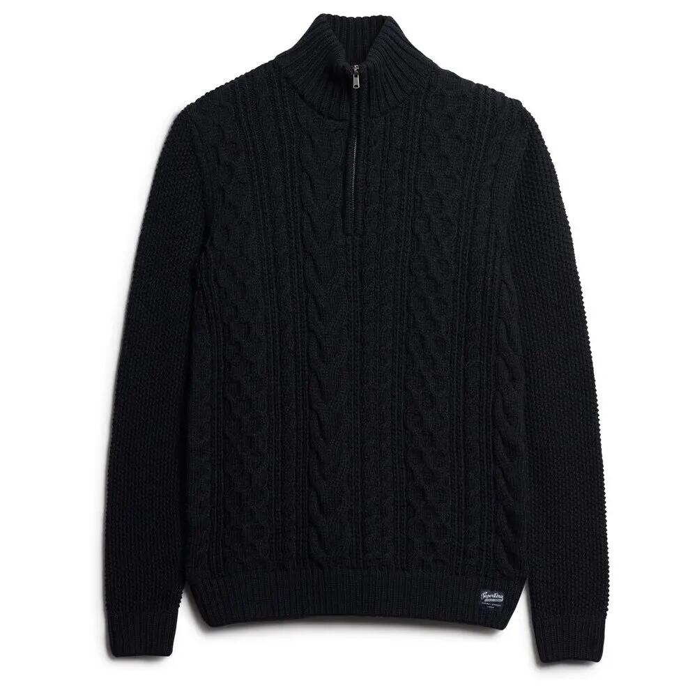 Sweter z dzianiny zapinany do połowy Superdry Jacob Cable