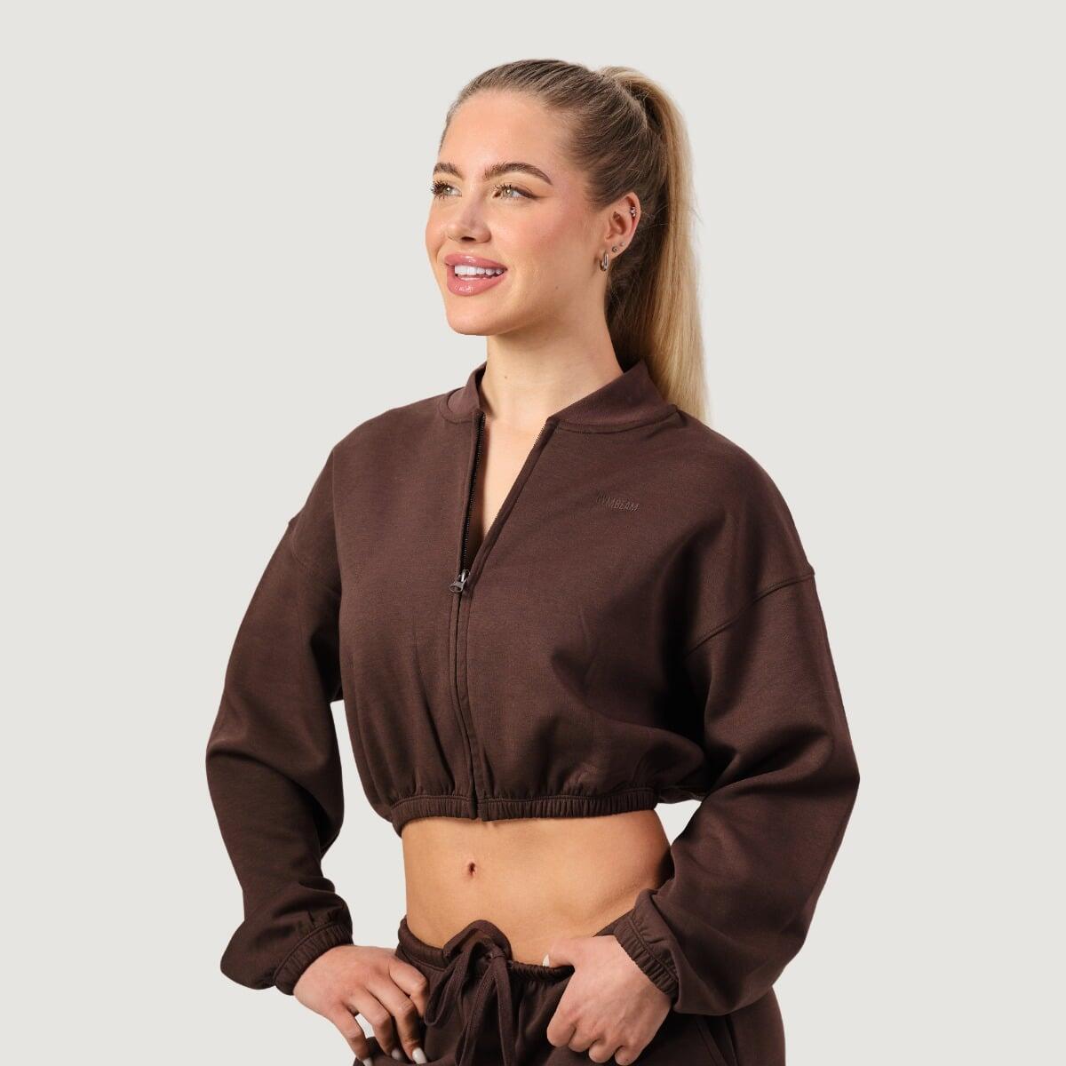 Bluza damska fitness z zamkiem bez kaptura Mocha NEO
