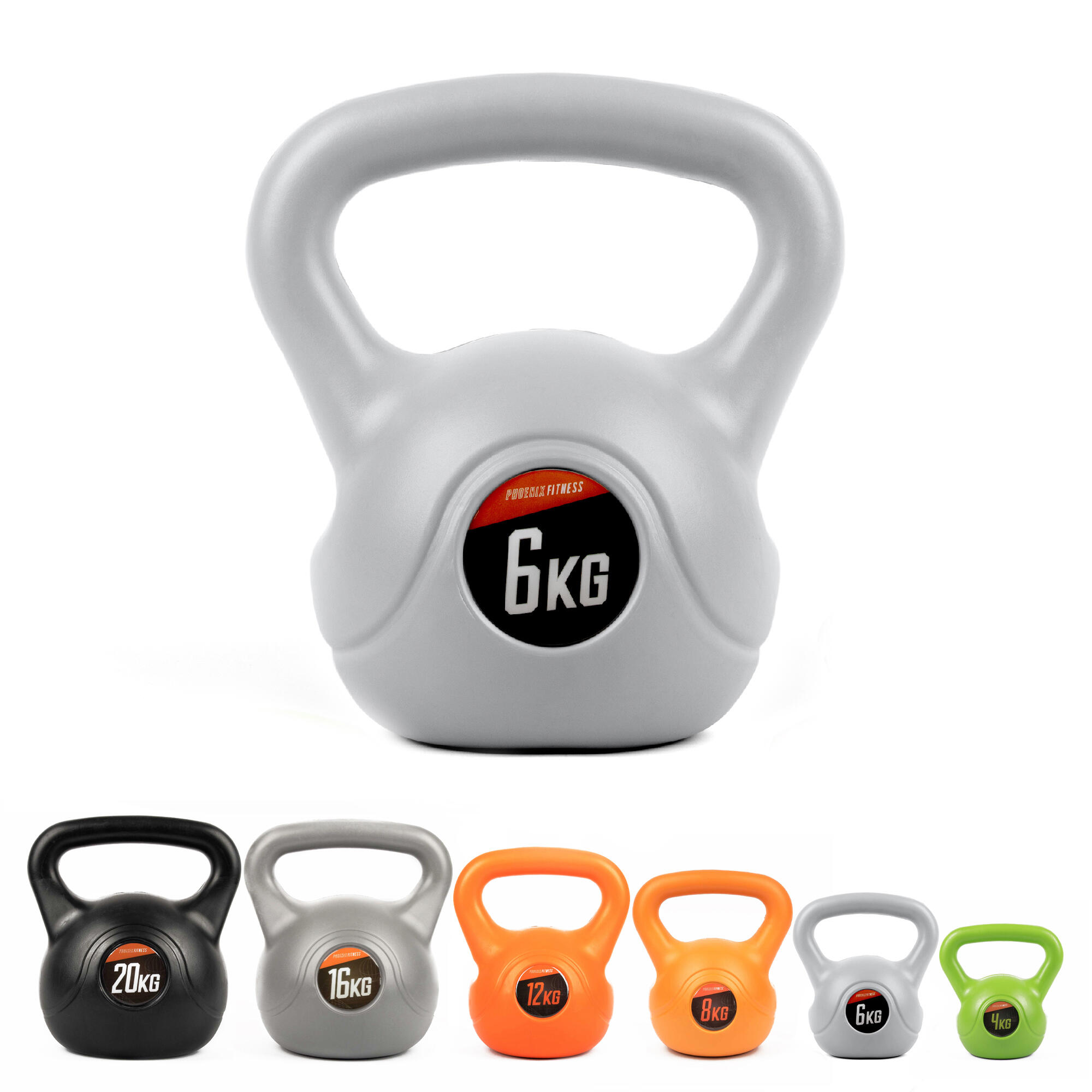 Kettlebell winylowy Phoenix Fitness 6 kg szeroki uchwyt