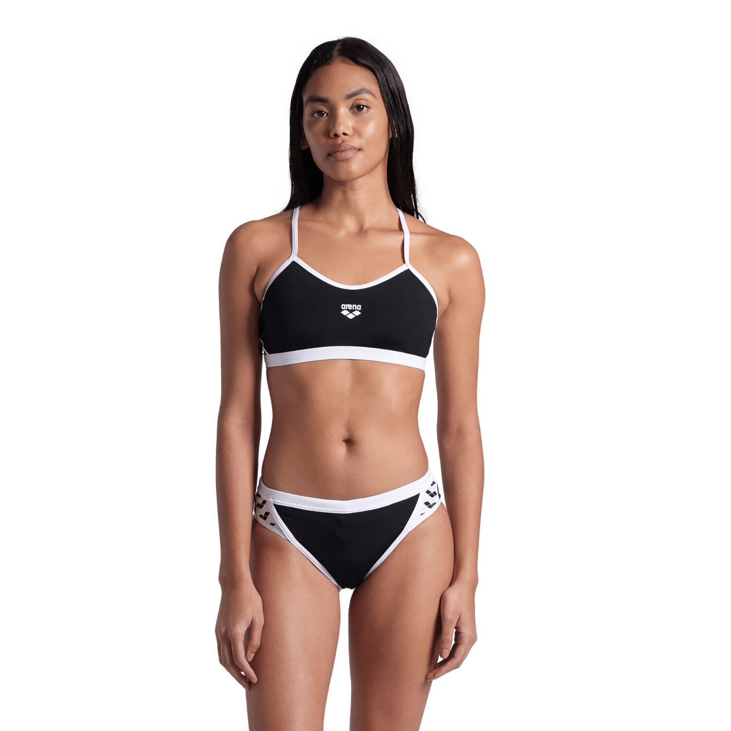 Arena Bikini Icons Cross Back Solid Zwart/Wit