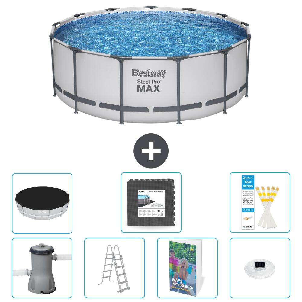 BESTWAY Basen Steel Pro MAX Okrągły - 427x84 cm - 8-częściowy S608