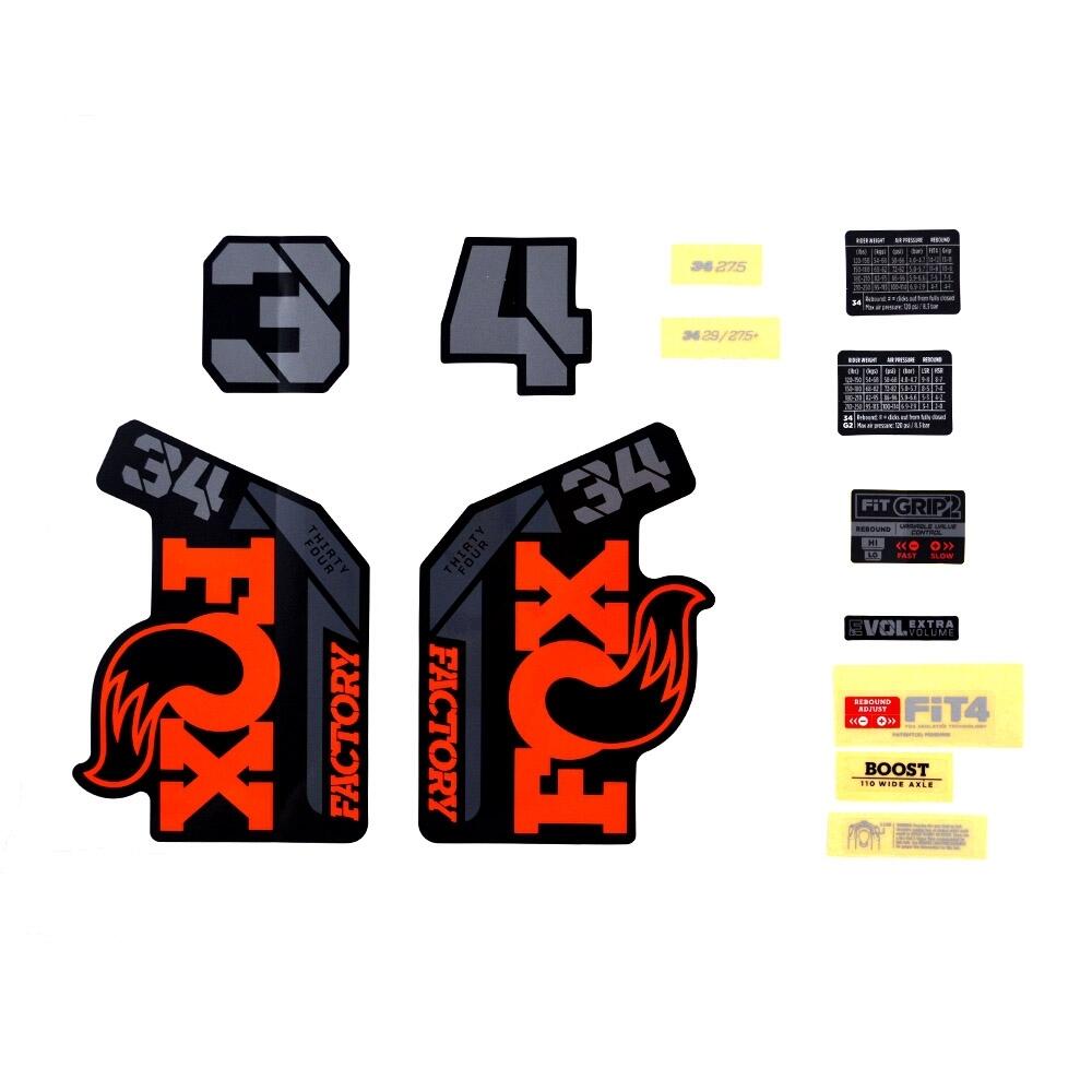 Zestaw naklejek transferowych Fox 2021, 34, F-S, Logo, Fork