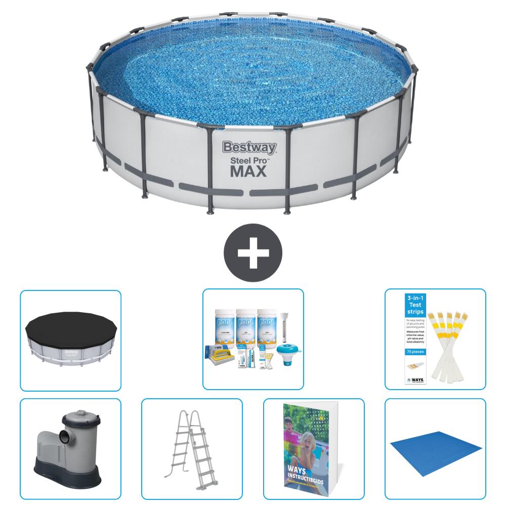 BESTWAY Basen Steel Pro MAX Okrągły - 488x122 cm - 8-częściowy S599