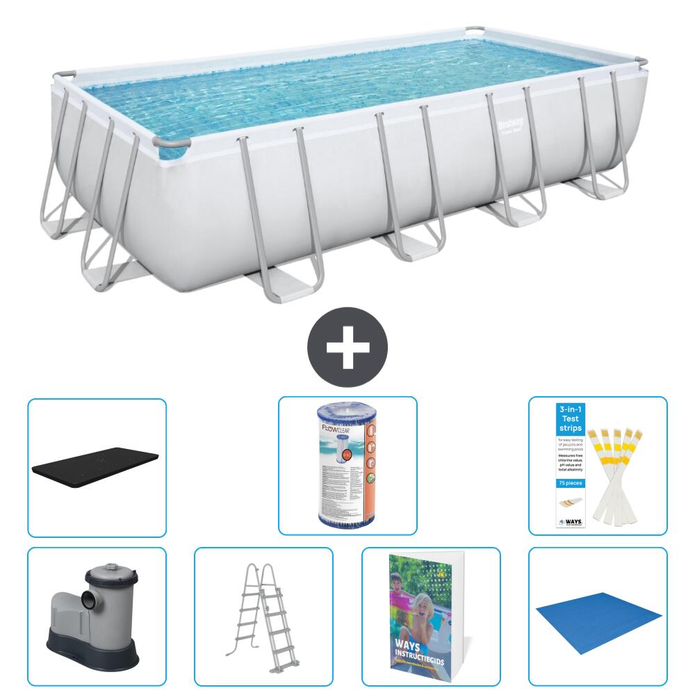 BESTWAY Basen Power Steel Prostokątny - 549x274x122 cm - 8-częściowy S594