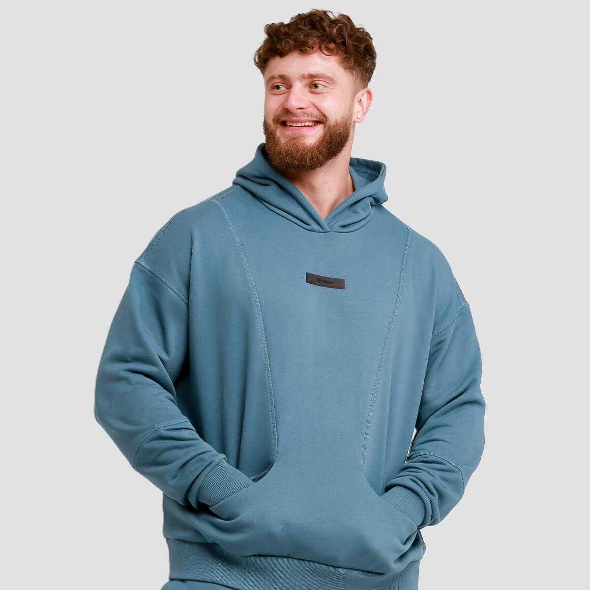 Bluza męska fitness z kapturem niebieska Unity