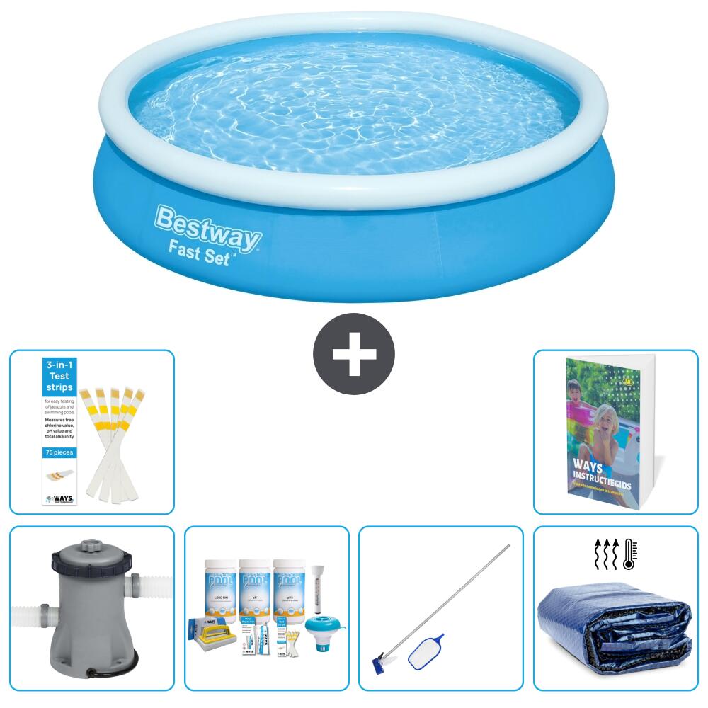 BESTWAY Basen Fast Set Okrągły - 366x76 cm - 7-częściowy S267
