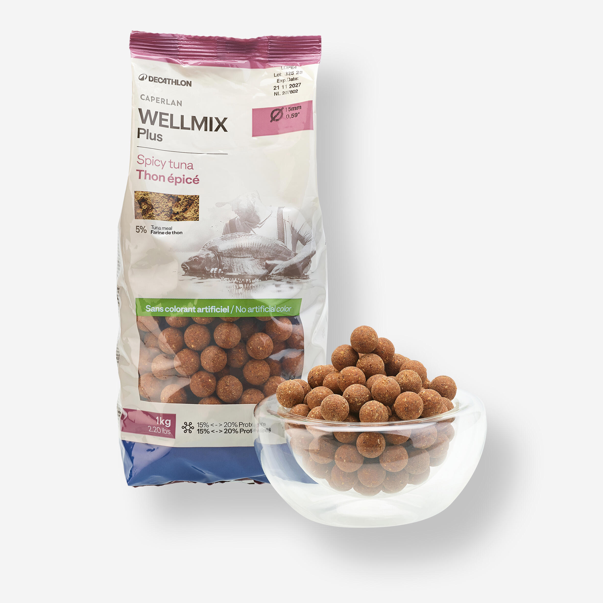 Kulki proteinowe Caperlan Wellmix Plus 15 mm 1 kg spicy tuna