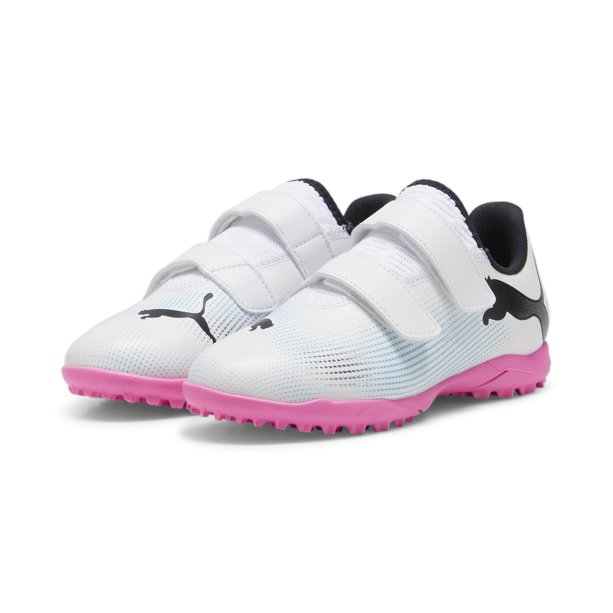 Młodzieżowe buty piłkarskie FUTURE 7 PLAY TT PUMA White Black Poison Pink