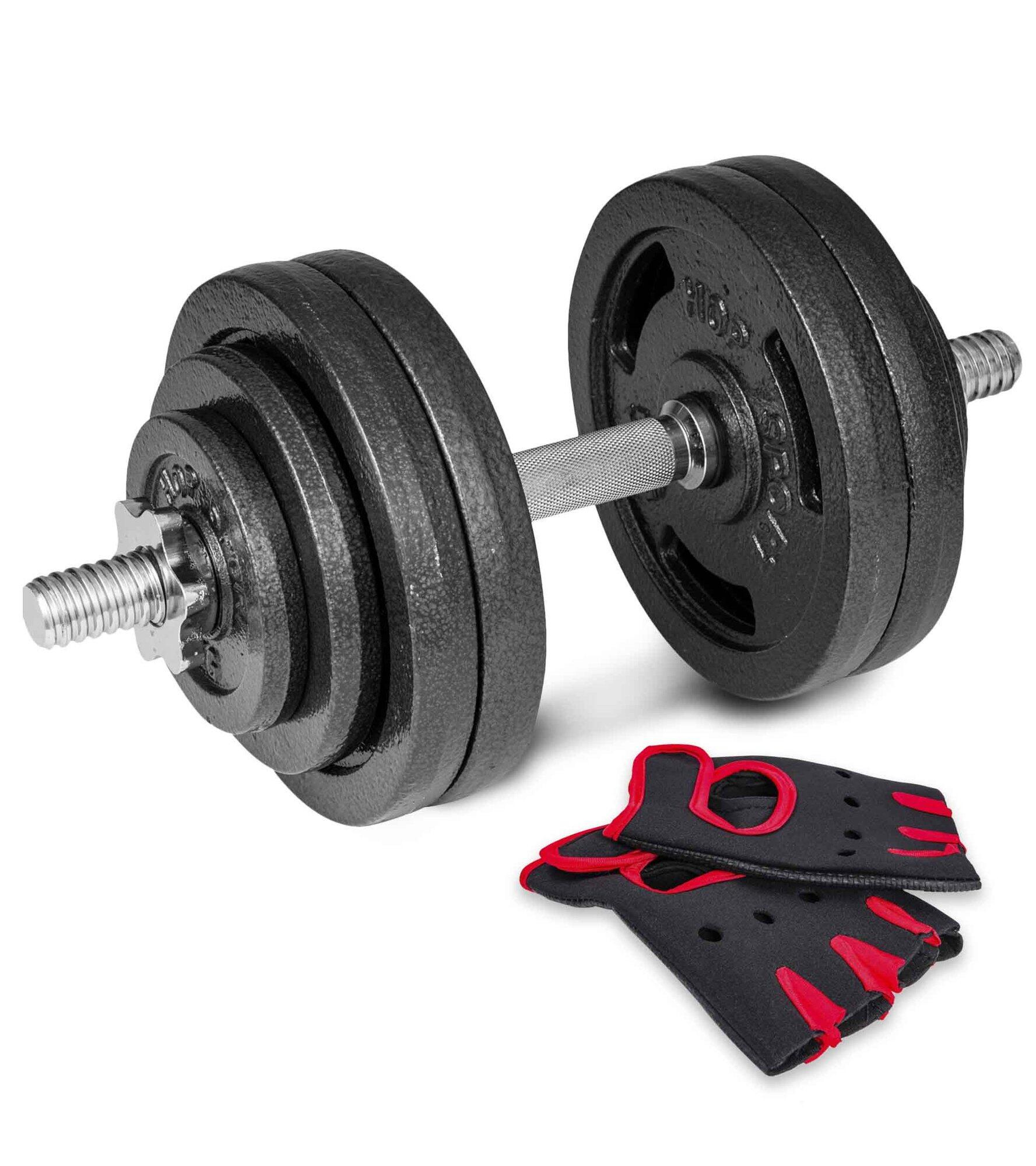 Hantla żeliwna Hop-Sport strong 1x30kg z rękawiczkami