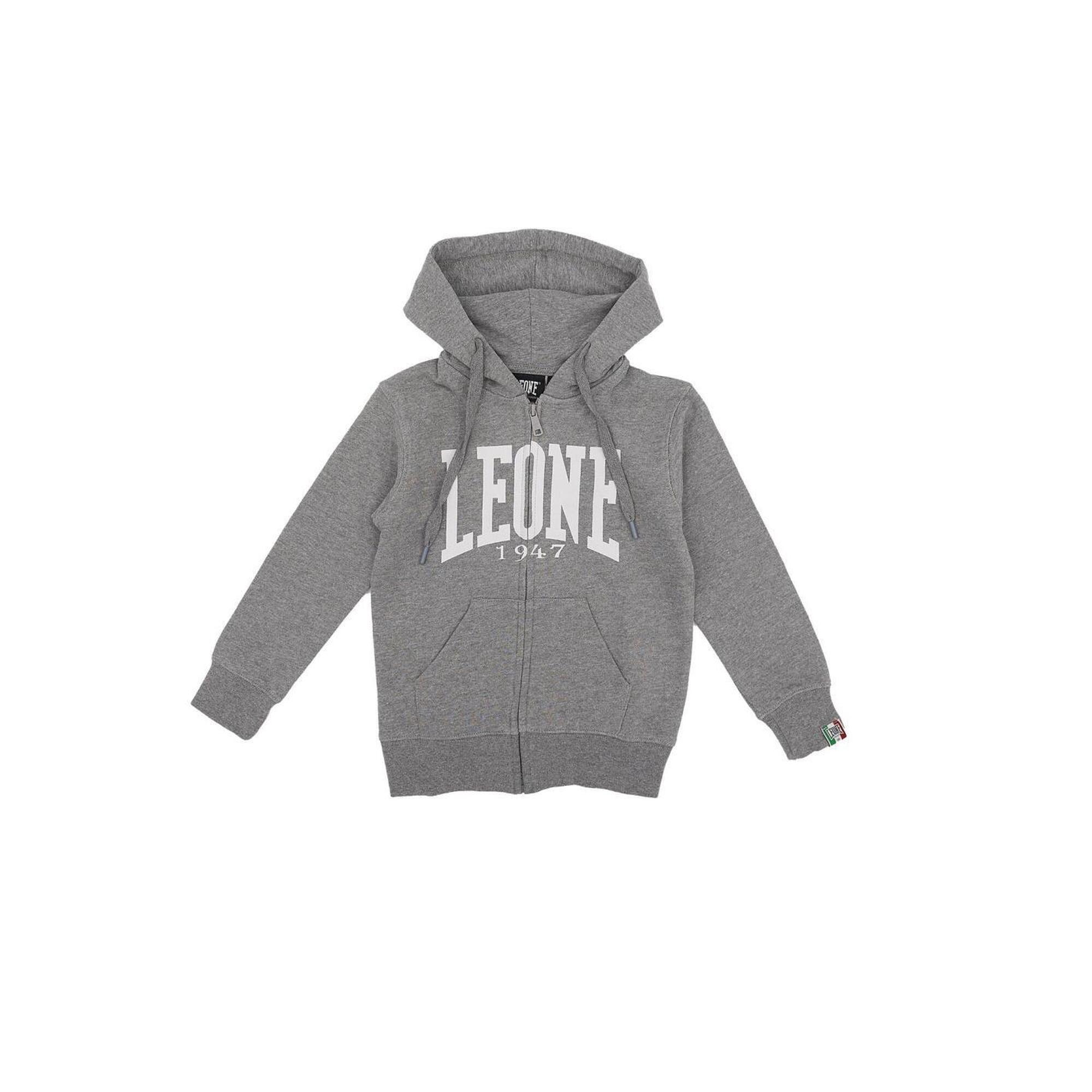 Dziecięca bluza z kapturem zamkiem błyskawicznym na całej długości i logo Basic