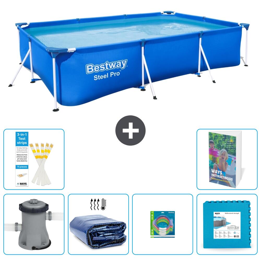 BESTWAY Basen Steel Pro Prostokątny - 300x201x66 cm - 7-częściowy S229