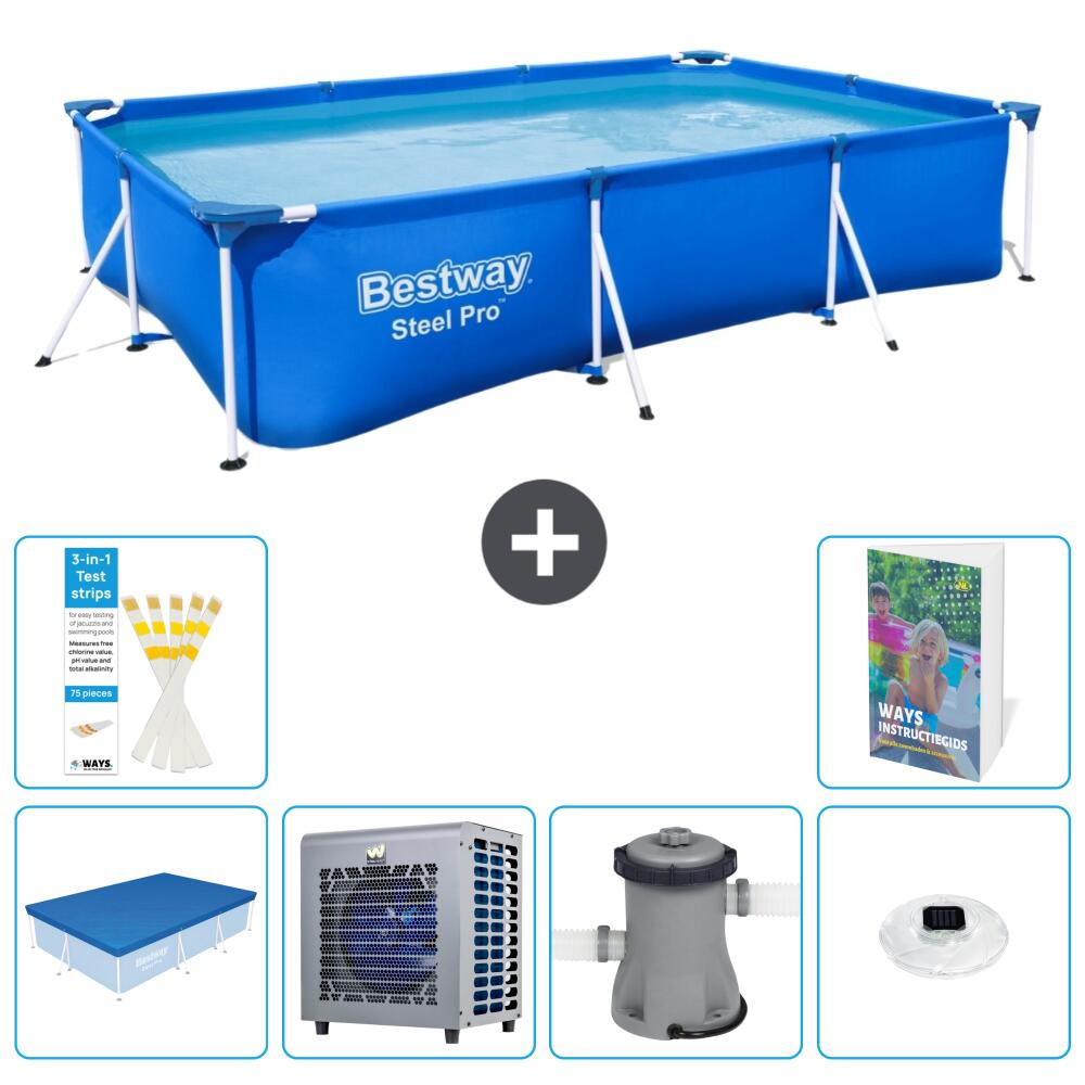 BESTWAY Basen Steel Pro Prostokątny - 300x201x66 cm - 7-częściowy S106