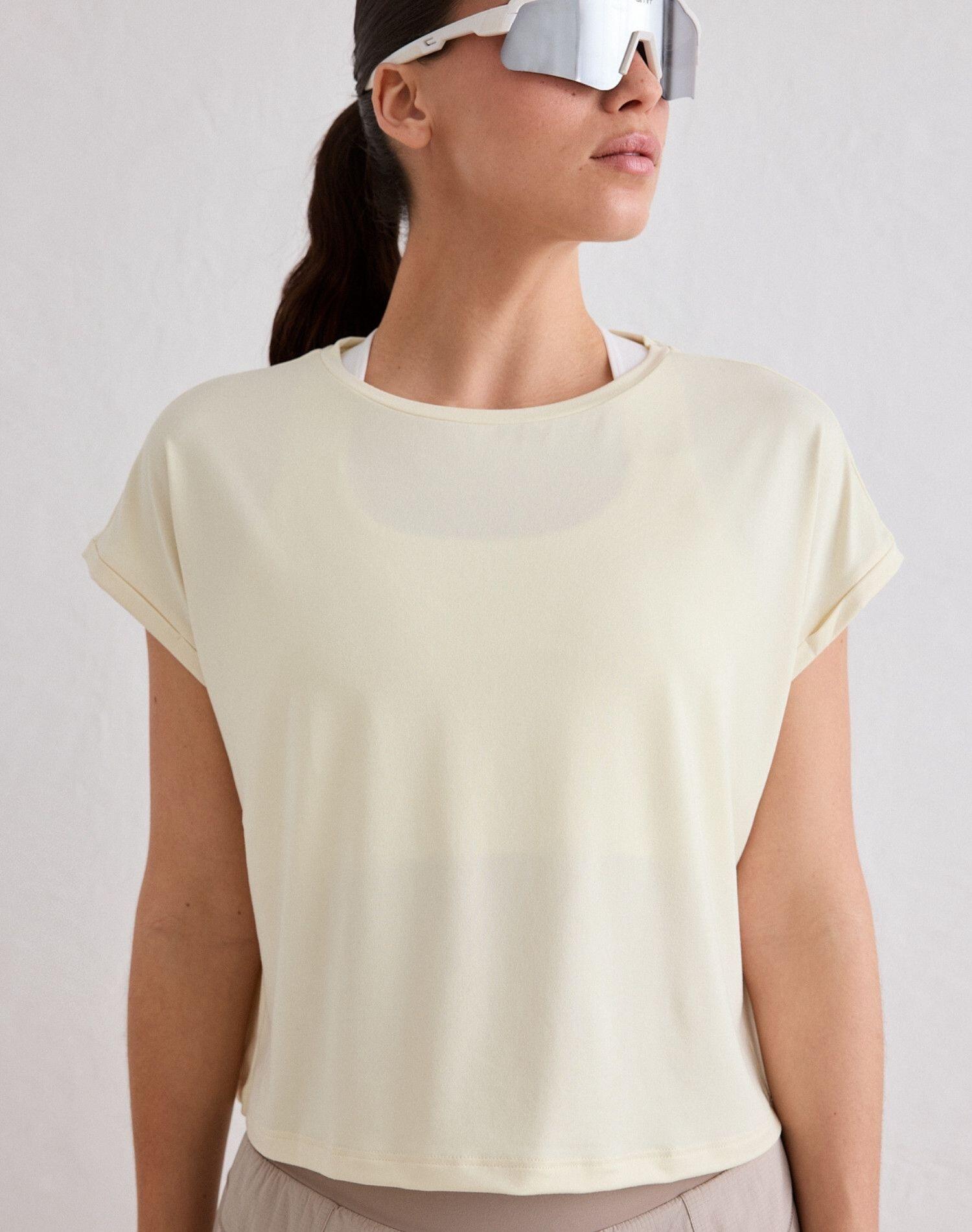 Damski top treningowy ultramiękki second skin, szybkoschnący Soft Basic żółty