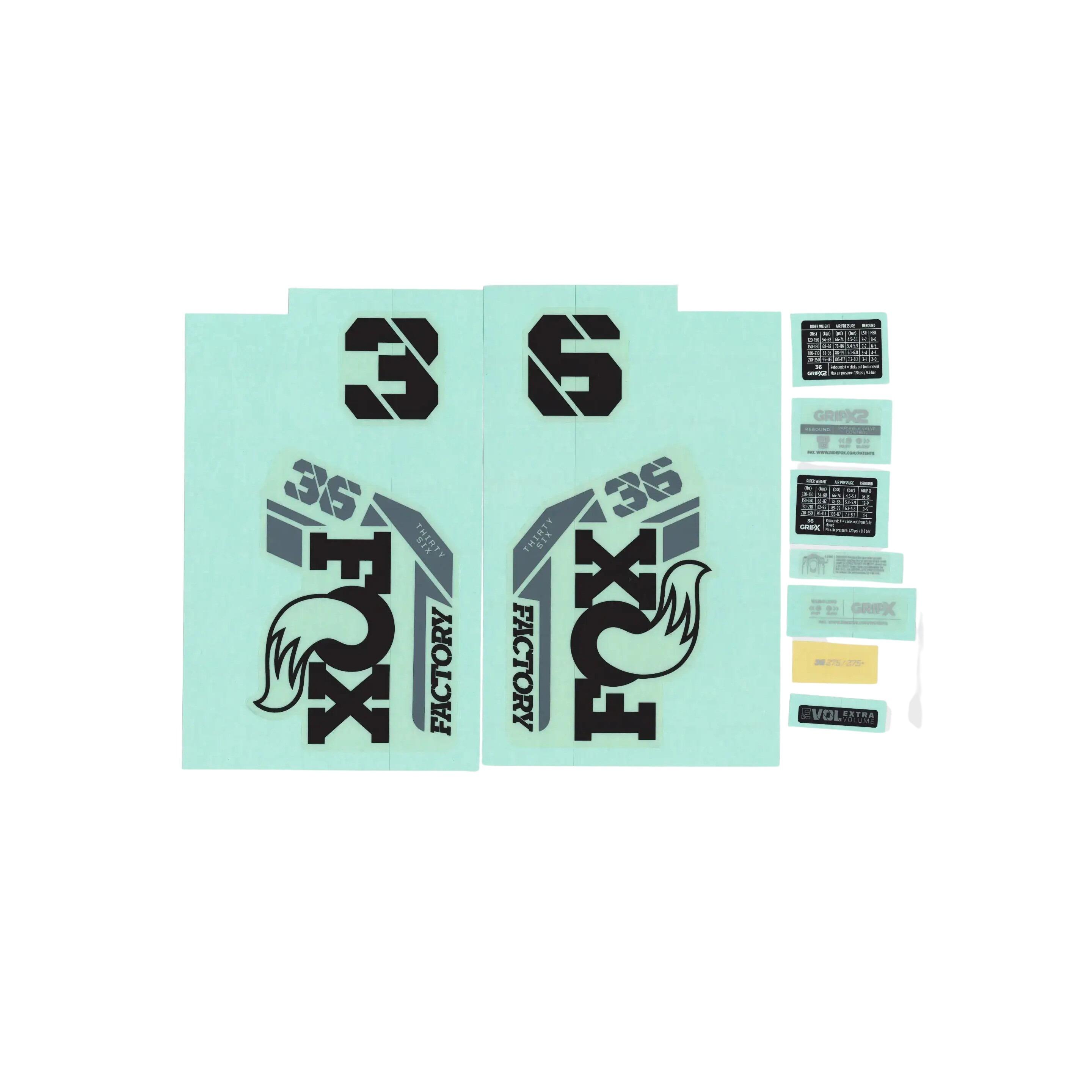 Zestaw naklejek na widelce rowerowe Fox Factory 2025 36 F-S