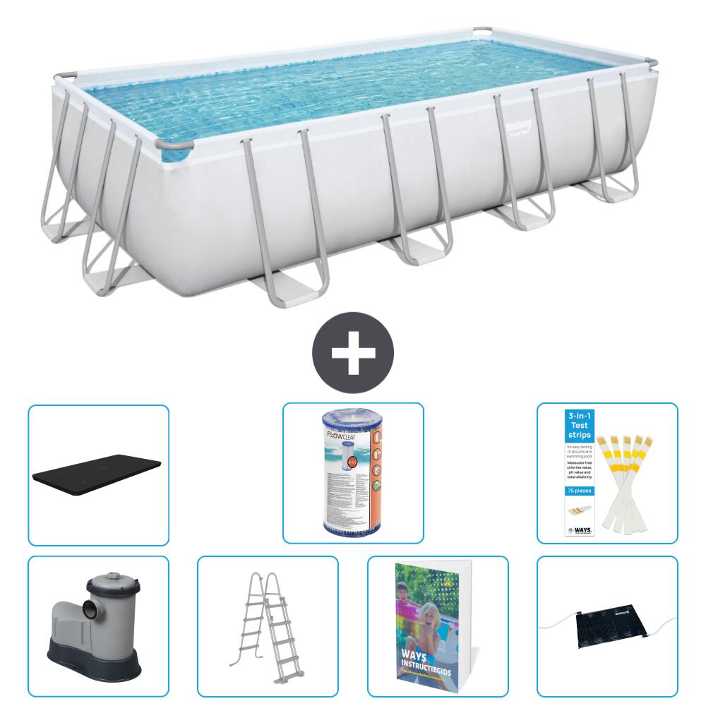 BESTWAY Basen Power Steel Prostokątny - 549x274x122 cm - 8-częściowy S619