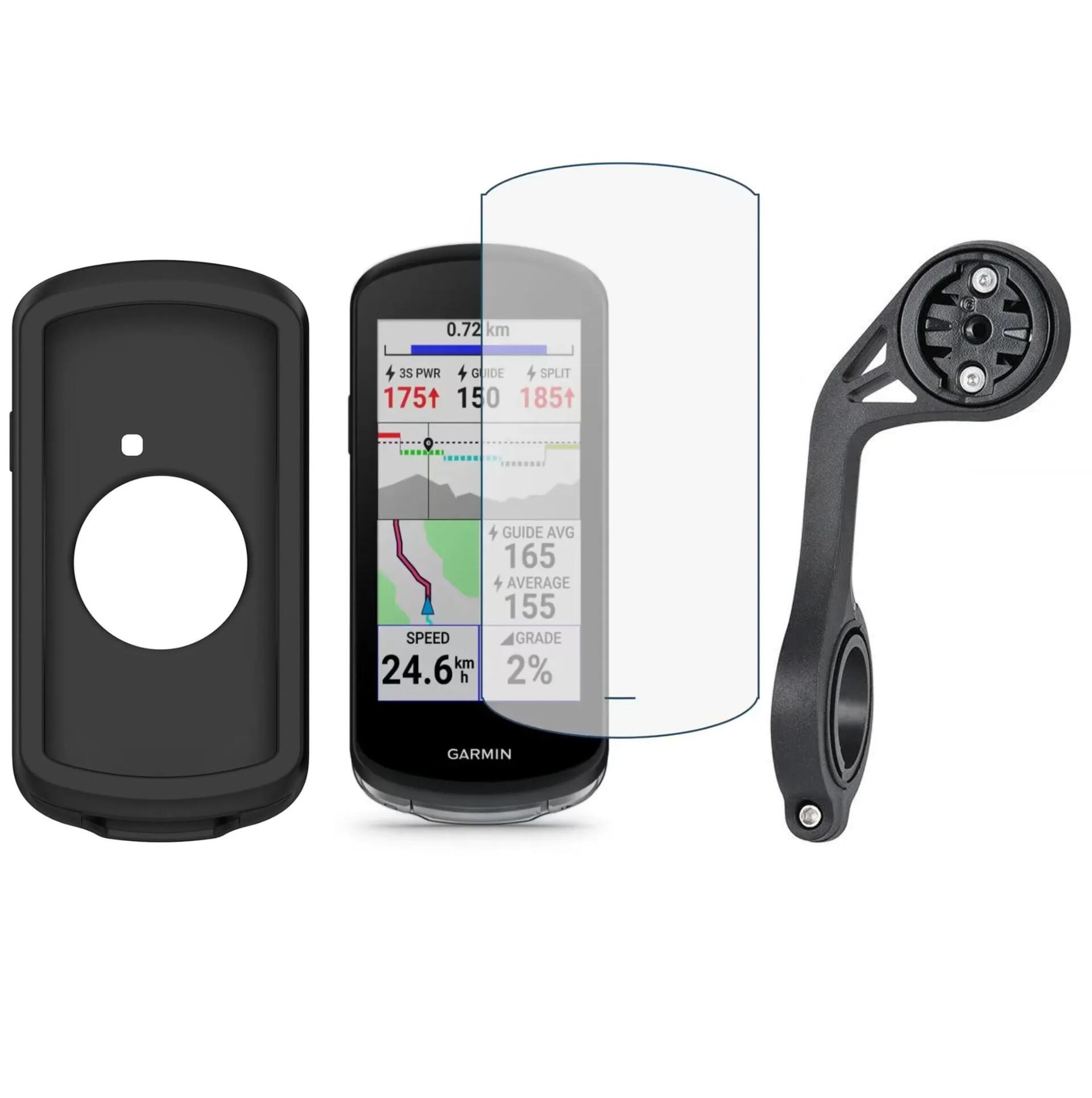Zestaw 3-w-1 ochrona Garmin Edge 1040 – Etui, szkło hartowane, uchwyt
