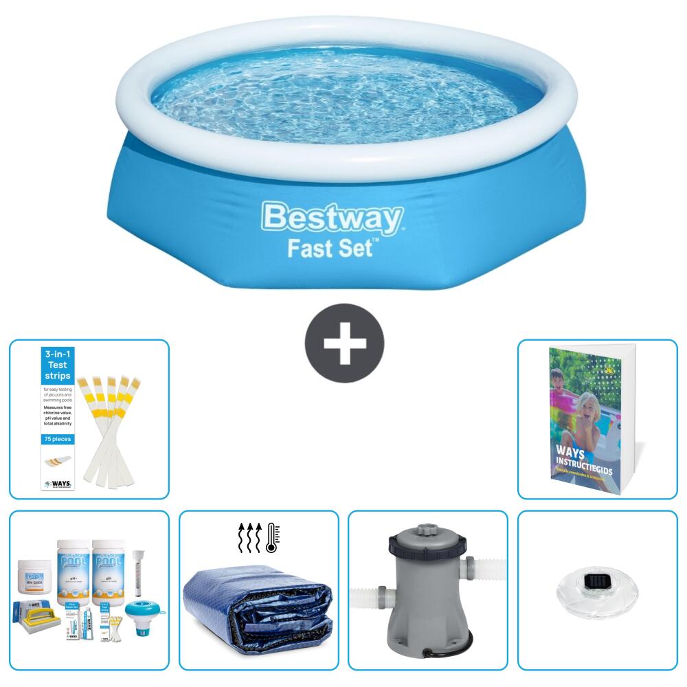 BESTWAY Basen Fast Set Okrągły - 244x61 cm - 7-częściowy S160
