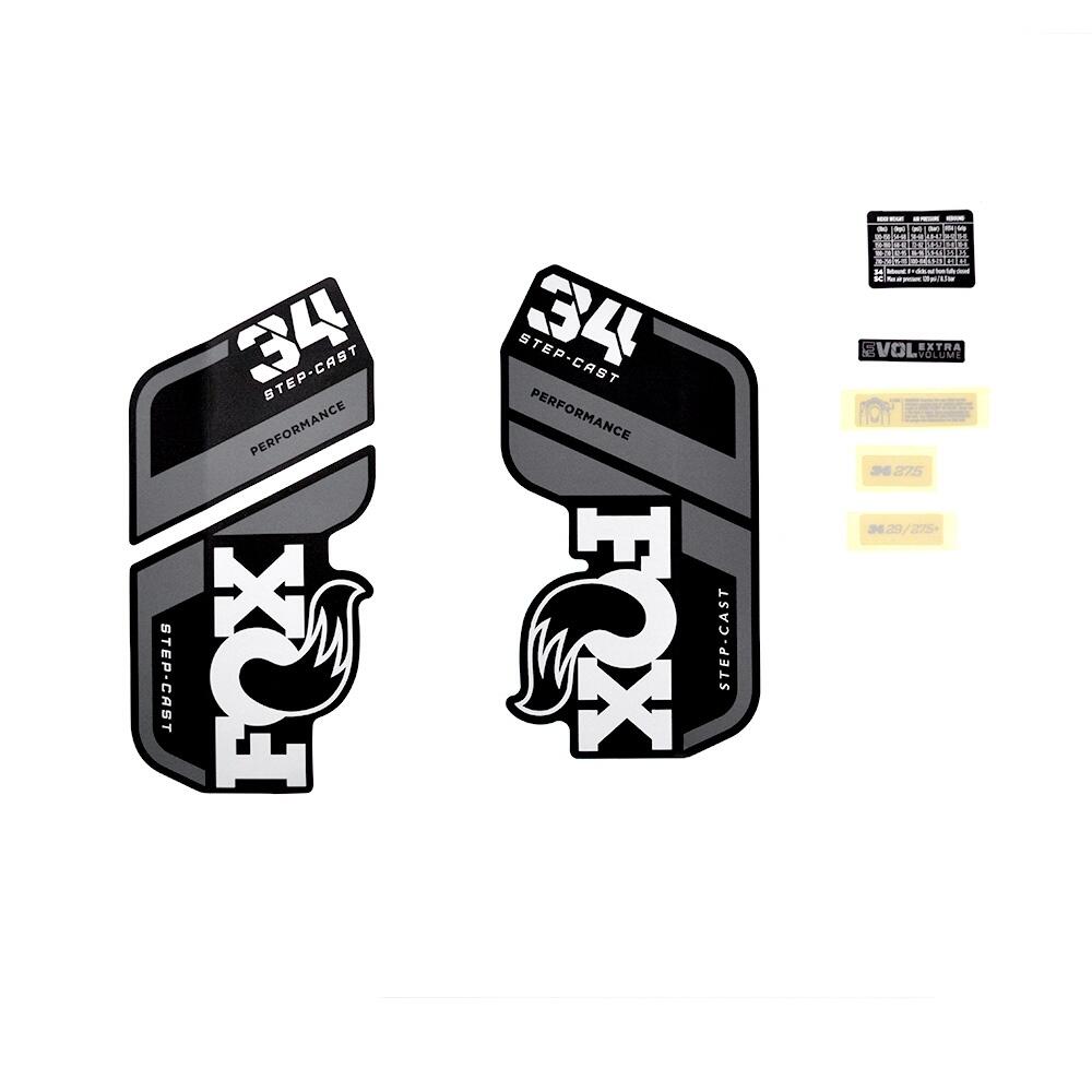 Zestaw naklejek transferowych Fox 2021, 34 SC, P-S, Logo, Fork