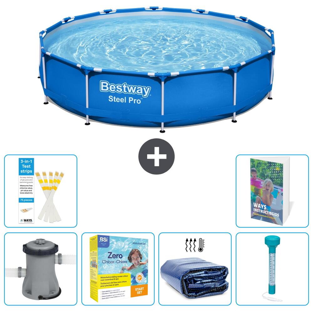 BESTWAY Basen Steel Pro Okrągły - 366x76 cm - 7-częściowy S184