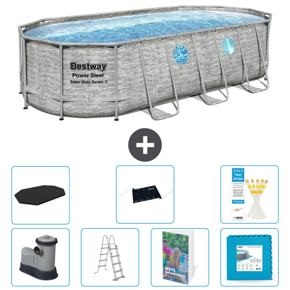 BESTWAY Basen Power Steel Owalny - 549x274x122 cm - 8-częściowy S621