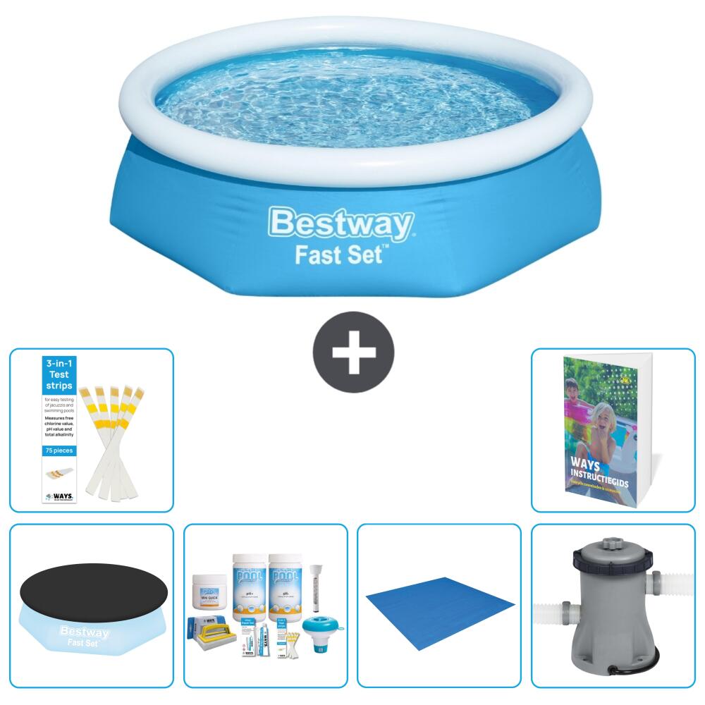 BESTWAY Basen Fast Set Okrągły - 244x61 cm - 7-częściowy S77