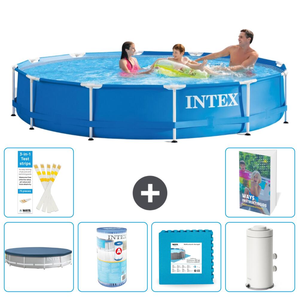 INTEX Basen ze stelażem Okrągły - 366x76 cm - 7-częściowy S80