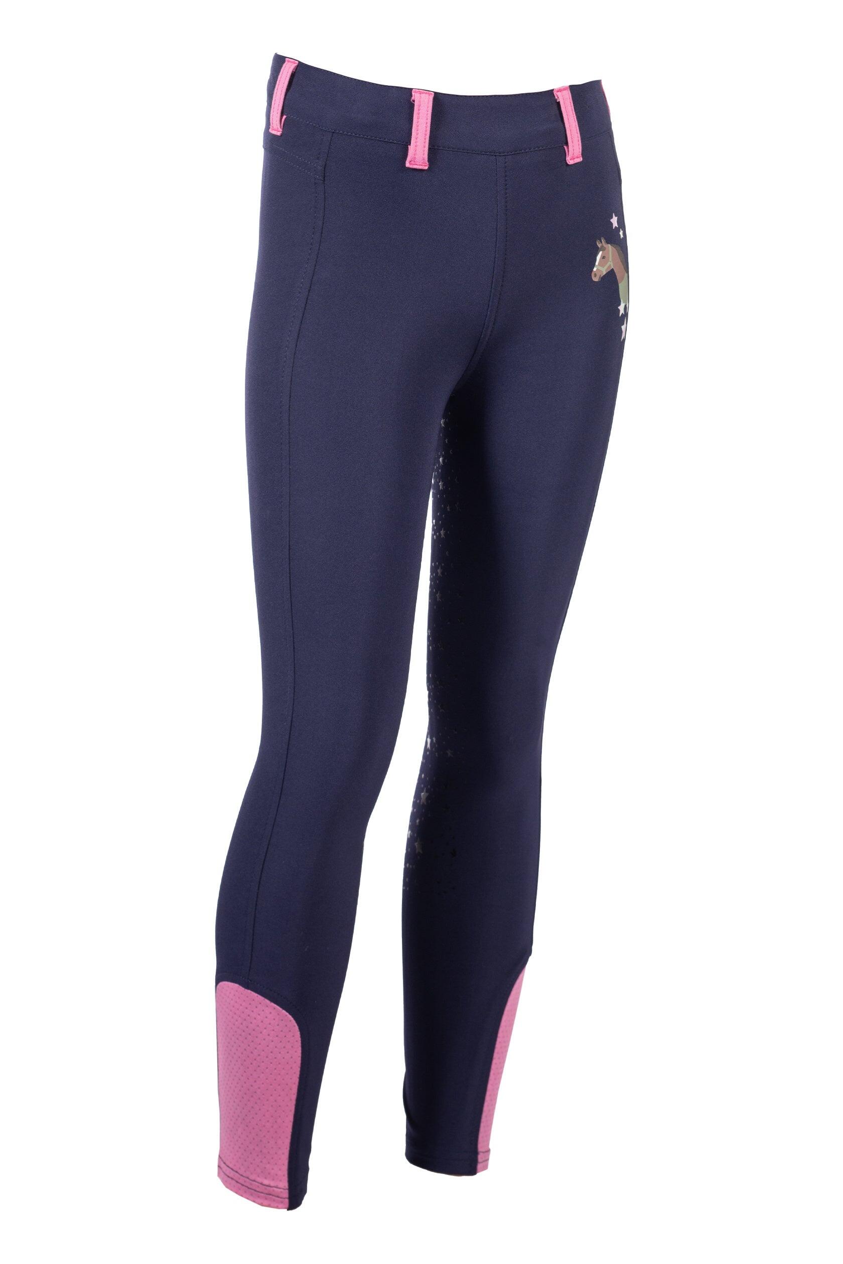 Dziewczęce legginsy jeździeckie z pełną przyczepnością HKM Kids Pony Dream II
